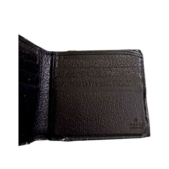 GG Marmont Men’s Black Pebble Leather Bi-fold Card Case Wallet Gold GG 428726 - Picture 5 of 13